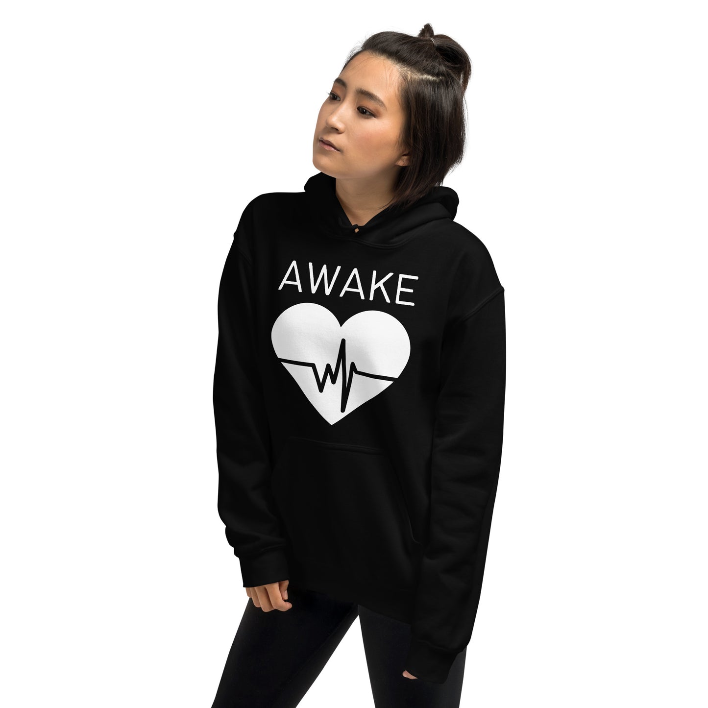Awake Unisex Hoodie, Beating Heart Design, Inspirational Message