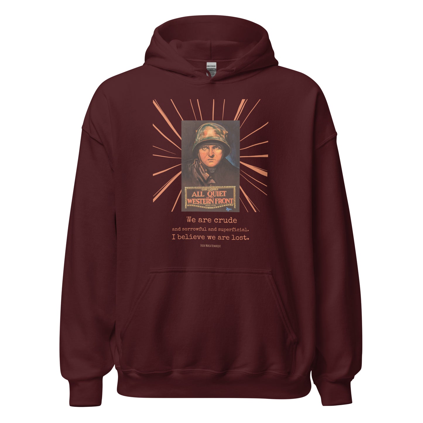 All Quiet on the Western Front Unisex Hoodie, 1930 Movie Poster, Erich Maria Remarque Quote