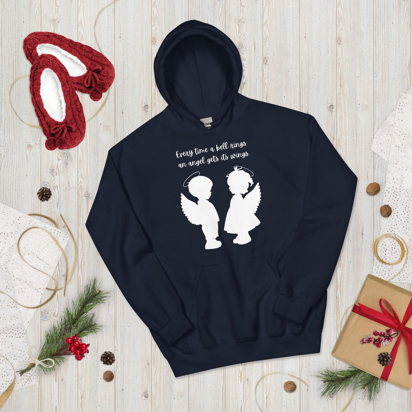 Every Time a Bell Rings an Angel Gets Its Wings, Unisex Hoodie, It’s a Wonderful Life, Inspirational Christmas Message